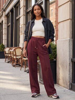 Arizona Jean Co Burgundy High Waisted Wide Leg Sweatpants S